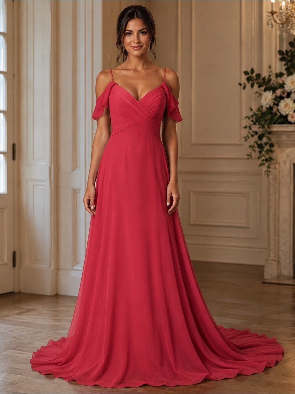 Bari Jay Red bridesmaid prom gown formal dress Sz 6🔥